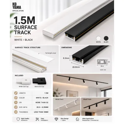 KOYAMA Magnetic Track Light LED Rail Lighting System | Smart Tuya Zigbee | Modern Ceiling for HDB Condo
