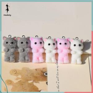 ส่วนลด 10 บาท สำหรับการซื้อ 1 ชิ้น Flocking สัตว์การ์ตูนแมวรูปร่างเรซินลูกปัดจี้เครื่องประดับ DIY ต่างหูเสื้อผ้าพวงกุญแจจี้เครื่องประดับ