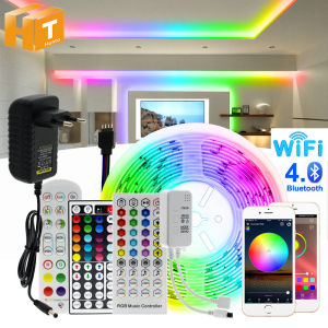 Smart WiFi LED Strip Light แถบไฟ2835RGB 5M/10M/20M กันน้ำ USB DC12v เปลี่ยนสีแสงเพลง Sync DC 5V Bluetooth ไฟตกแต่งนางฟ้ากำแพงห้องนอน ห้องนอนที่ถ่ายทอดสดพื้นหลังในร่มเ