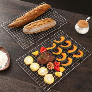 LIANG Rectangular Baking Cooling Rack Silver Grid Design BBQ Cooling Rack Household Heat Resistant Food Drying Rack Cake