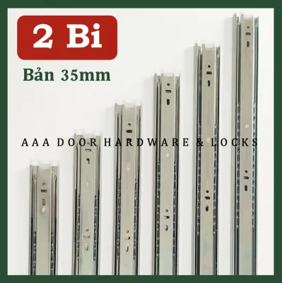 [2 Bi] Ray Trượt 2 Bi 3 Tầng ngăn kéo tủ bản rộng 35mm - Bộ 2 thanh ray trượt hộc tủ