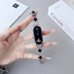 สายโลหะเพชรสําหรับ Xiaomi Mi band 10 สายนาฬิกา เครื่องประดับ สร้อยข้อมือผู้หญิง Mi band 9 Mi band 8 สายรัดข้อมือสมาร์ทวอทช์