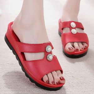 ZEEMIN 2024 New Womens Summer Thick Sole Open Toe Slippers Wedges Non Slip Home Slippers Outdoor Slippers Elderly Sandals