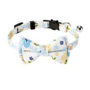 ปลอกคอโบว์ผูกลายดอกไม้แมวน่ารัก SW พร้อมกระดิ่ง-และสะดวกสบายทันสมัยอุปกรณ์สำหรับสัตว์เลี้ยงสำหรับแมว