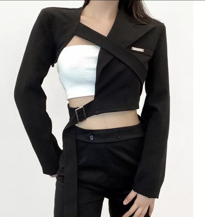 blazer crop wanita Harajuku keren/blazer crop wanita korean style