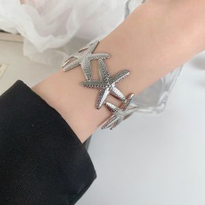 European and American titanium steel open bracelet fashion exaggerated personality niche design bracelet high-end sense jewelry adjustable