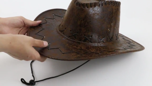 Vintage Western Cowboy Hat Cowgirl Hat with Rope Windproof for Sun Hat Wide Brim Jazz Hat for Outdoor Hiking Camping Rid