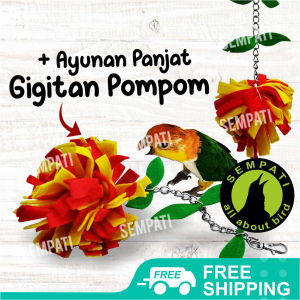 SEMPATI Pompom Swing Flanel Mainan Gigitan  Ayunan Cokotan Burung Lovebird Love Bird Parkit Nuri Kakatua Parrot Falk Sunconure Sc African Grey Mainan Kucing Sugar Glider Hamster PSWING