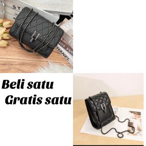 Tas selempang wanita slingbag waistbag GRATIS Tas HP Selempang Handphone BLACKCHAIN