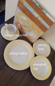 Piring Keramik Set atau Dinner Set Merk Migo Houseware Fantasy Yellow