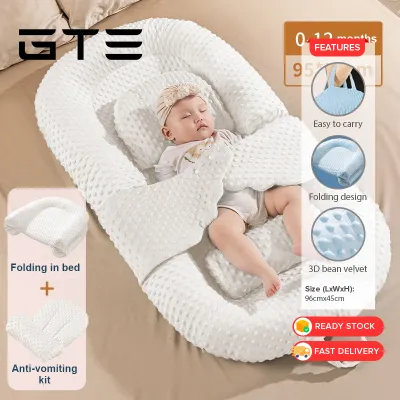 GTE Newborn Baby Mattress Dotted Sleeping Nest Bed Anti Startle Portable Crib With Anti Reflux Incline Cushion for Safe And Comfortable Sleep Tilam Bayi Baby Boat Kekabu Asli - Fulfilled by GTE SHOP