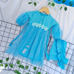 BIRU SERIES! Dress Kids & Baby Perempuan / Gamis Anak set Hijab