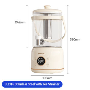 3L Health Pot Electric Kettle Flower Tea Barrel With Faucet High Borosilicate Glass Split Design Stew and Boil Integrated Teapot Multi-function Kettle Household Camping Office