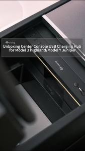 TPARTS Muti-Ports USB Hub for Tesla Model 3 Highland 2024+/Model Y Juniper 2025+ Center Console Hidden Fast Charger with Retractable Cable Model 3/Y Interior Accessories Charging Hub Docking Station