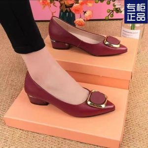 [Free Shipping] Autumn New Fashion Soft-Soled WomenS Shoes Chunky Heel Elegant Loafers Shallow Toe Pointed Toe Professional Work Shoes