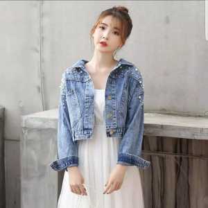 JAKET JEANS CROP KOMBINASI MUTIA TEMBAK/JAKET JEANS WANITA/JAKET WANITA