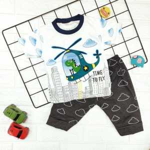 Setelan Anak Usia 6bulan-2tahun Bahan Spandek Gambar Time To Fly