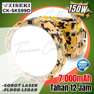 Senter Kepala Premium KISEKI 150W | 7.000mAh | Cahaya Putih | Tahan 12 Jam Baterai Cas Isi Ualng | CK-SK599D | TC