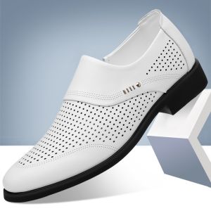 [Free Shipping] MenS Shoes 2026 New Summer Casual Business Leather Shoes Hollowed-Out White Sneakers Breathable Soft-Soled Mid-Cut Sandals Breathable Soft-Soled Mid-Cut Sandals
