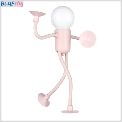 LED Bedside Lamp Changeable Shape Funny Night Light with Suction Cup Soft Glow DIY Shape Cute Light Bulb Man Mini Night Light