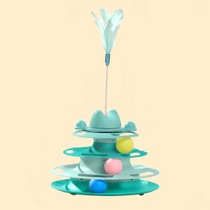 Cat Toy Interactive Turntable Tower with Balls 4-Tier Automatically Tease Cat Self-Hey Pet Supplies