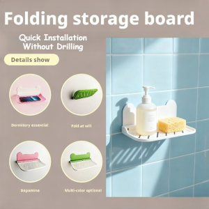 Foldable Wall-Mounted Storage Shelf Punch-Free Installation Dorm Organize Wall Floating Rack