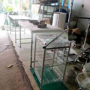 Bàn làm việc bàn học tập bàn dành cho quan ăn bằng inox dày chăc chăn chân gập lại gọn kích thước 70cm x113cm/60cm x 100cm
