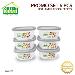 Greenware MINI Square 300ml FOOD KEEPER HW-226 PROMO SET 6 PCS