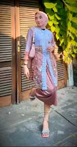 Neza Batik One Set Wanita Kekinian Maiza Motif Bunga Tulle Gardenia Warna Mix Renda Full Chantily Halus Setelan Inner Outer Rok Cewek Kebaya-Wisuda Modern Outfit Kondangan Wanita Terbaru