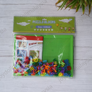 [ READY STOCK ] Puzzle Blocks Plastic House Building Blocks Jigsaw Alphabet Number Puzzle Mushroom Nail Board Puzzle
