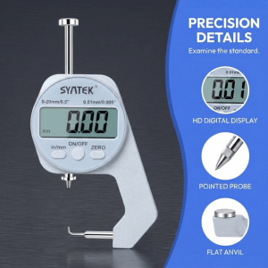 UNQIN High Precision Digital Thickness Gauge 0-10 0-20mm Accuracy Electronic Caliper Accurate Wide Measuring Surface Thickness Meter Paper Measurement