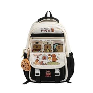 Large Capacity School Bag Practical Backpack Cartoon Capybara Designs Book Bag Daypack For Travel And Daily Use