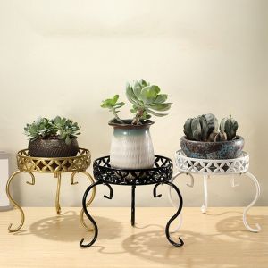 DFIUG Hand Carved Floor-standing Plant Stand Iron Art Single-layer Iron Display Rack Fashionable Mini Mini Flowerpot Stand Succulent
