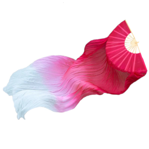 1Piece Women Handmade Silk Belly Dance Fan Veils National Dance Dancing Long Bamboo Fan for Stage Dancing Performances