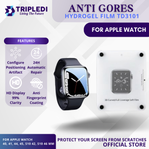 TRIPLEDI Anti Gores Film Apple Watch Series 4 5 6 7 8 9 10 SE Ultra 1 2 Hydrogel iWatch 40 41 42 44 45 46 49mm Screen Guard Fix Tool Auto Repair Protector Smartwatch Alat Bantu Pasang Pelindung Layar