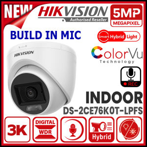 HIK HIKVISION Smart Hybrid Light ColorVu 5MP Indoor Dome MIC / AUDIO TVI 3K Camera DS-2CE76K0T-LPFS 5.0MP CCTV