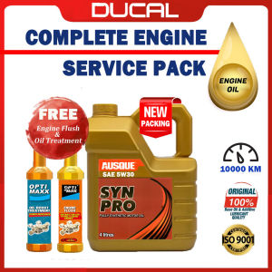 DUCAL AUS SERIES FULLY SYNTHETIC Engine Oil SAE 5W30 API SP/CF 4 Litres ( FREE 1 PREMIUM ENGINE FLUSH & 1 PREMIUM OIL TREATMENT ) ~ COMPLETE SERVICE PACKAGE 5W30 4L MINYAK HITAM MINYAK ENJIN PROTON PERODUA TOYOTA HONDA MERCEDES BMW AUDI