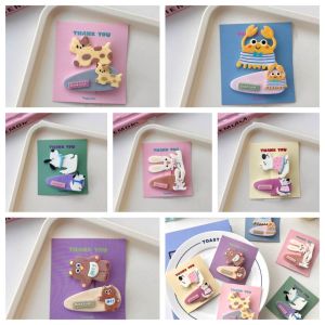 HPVDBP Kawaii Cartoon Mini Hair Clip Candy Color Animal Cute Barrettes Set Creative Hairpin Bear BB Clip Kids