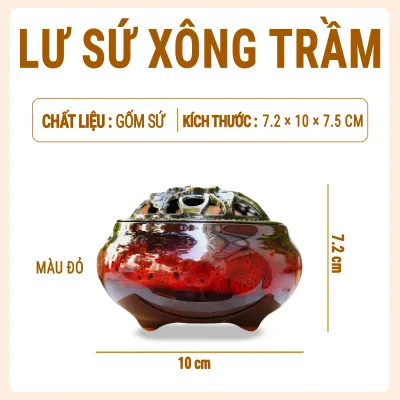Lư xông trầm hương Xưởng Mộc Việt (giao màu ngẫu nhiên) chất liệu gốm sứ cao cấp dùng đốt nụ trầm nhang khoanh bột trầm xông nhà thơm phòng xua tà tẩy uế thanh lọc không khí