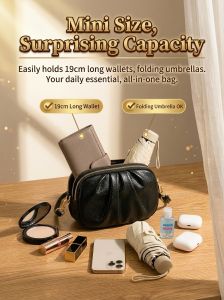 Shell Bag Crossbody Leather Multi Compartment/Adjustable Strap/Trendy Compact Design For Women/Daily Work Casual/Travel Organizer