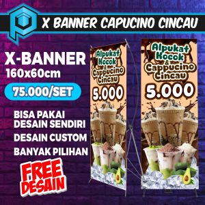 Banner SPanduk Cappucino cincau / standing banner / x banner / y banner keperluan usaha