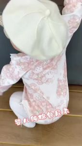 Baby romper a Cotton-like can be worn outside floral princess-style romper for small-month-old babies early spring clothing