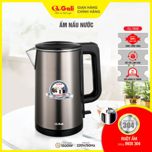 Ấm Siêu Tốc Gali GL-18A8  Thân Ấm Nguyên Khối Inox 304 2 lớp Chống Nóng. Hàng chính hãng. Bảo Hành 24 Tháng