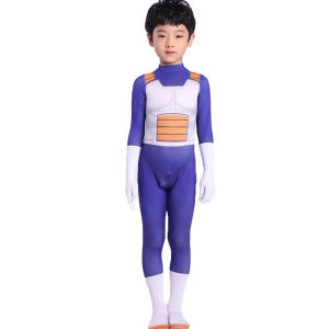Kids Blue Vegeta-boy Cosplay Costume Goku Costume Suit Superhero Jumpsuit Finery Dress Up
