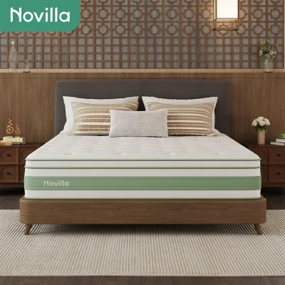Novilla Kasur Pegas Pocket Triple Cooling System Ice Silk Memory Foam Springbed 30cm Bonus Bantal