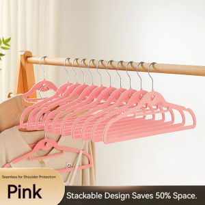 100Pcs Velvet Hangers Non-slip Clothes Heavy Duty Plastic Hangers with 360° Swivel Hook Ultra Thin Household Hanger