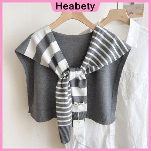 Heabety  New Match Black And White Knitted Striped All-Matching Fashion Decoration Website Red Plus-Sized Neck Protection Shoulder Shawl
