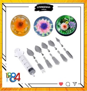 Bộ 10 món Làm Thạch Rau Câu 3D Nghệ Thuật họa tiết lá cây chát liệu Inox