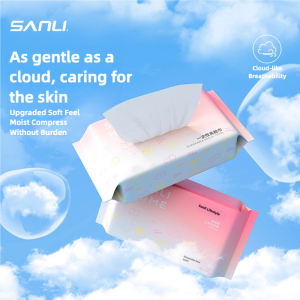 SANLI HOME Disposable Face Towel Pearl Textured Cotton Soft Pull-Out Wet & Dry Use for Cleansing