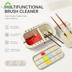 Brush Washing Bucket 3-In-1 Multifunction Portable Paint Brush Basin CONTAINER Pen Barrel Brush Washer With Art Palette Brush Holder Paint Box Art Supplies Brush Washing Tool.